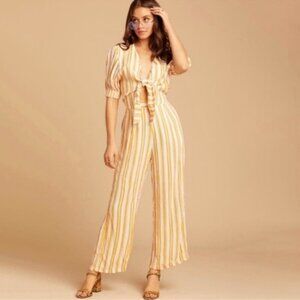 Faithfull The Brand Matese Yellow Stripe Jumpsuit Size 2 / xs